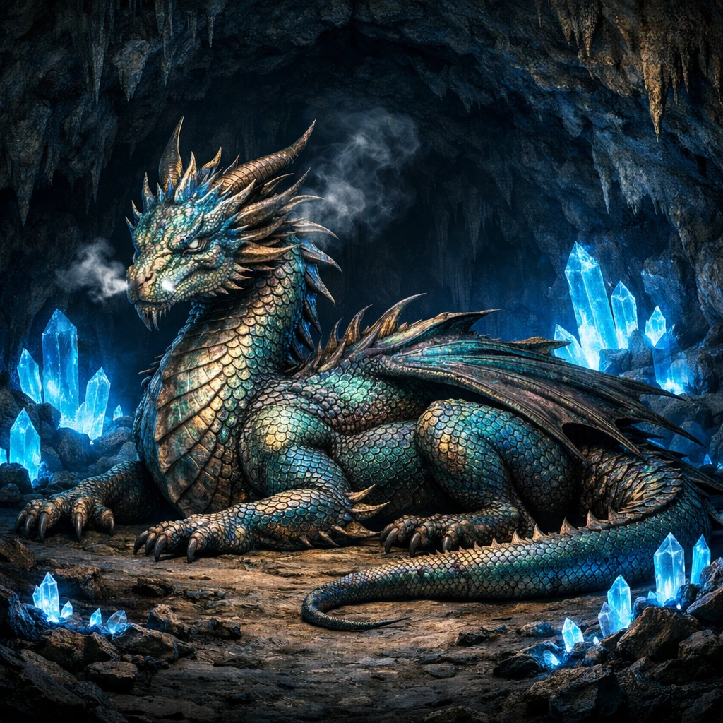 Дракон в кристальной пещере — GPT Image 1.5 промт