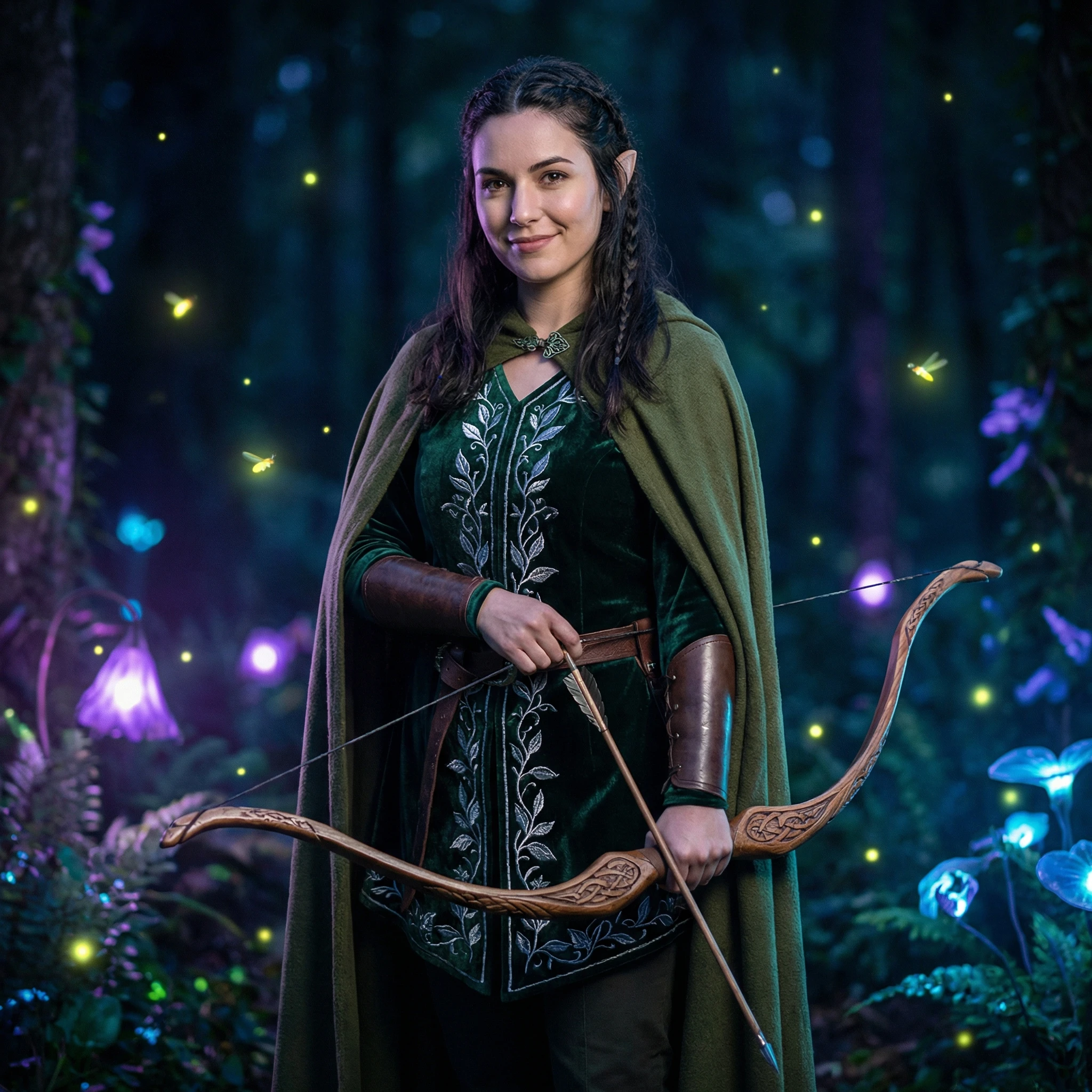 Эльфийский лучник в волшебном лесу — Nano Banana Pro промт