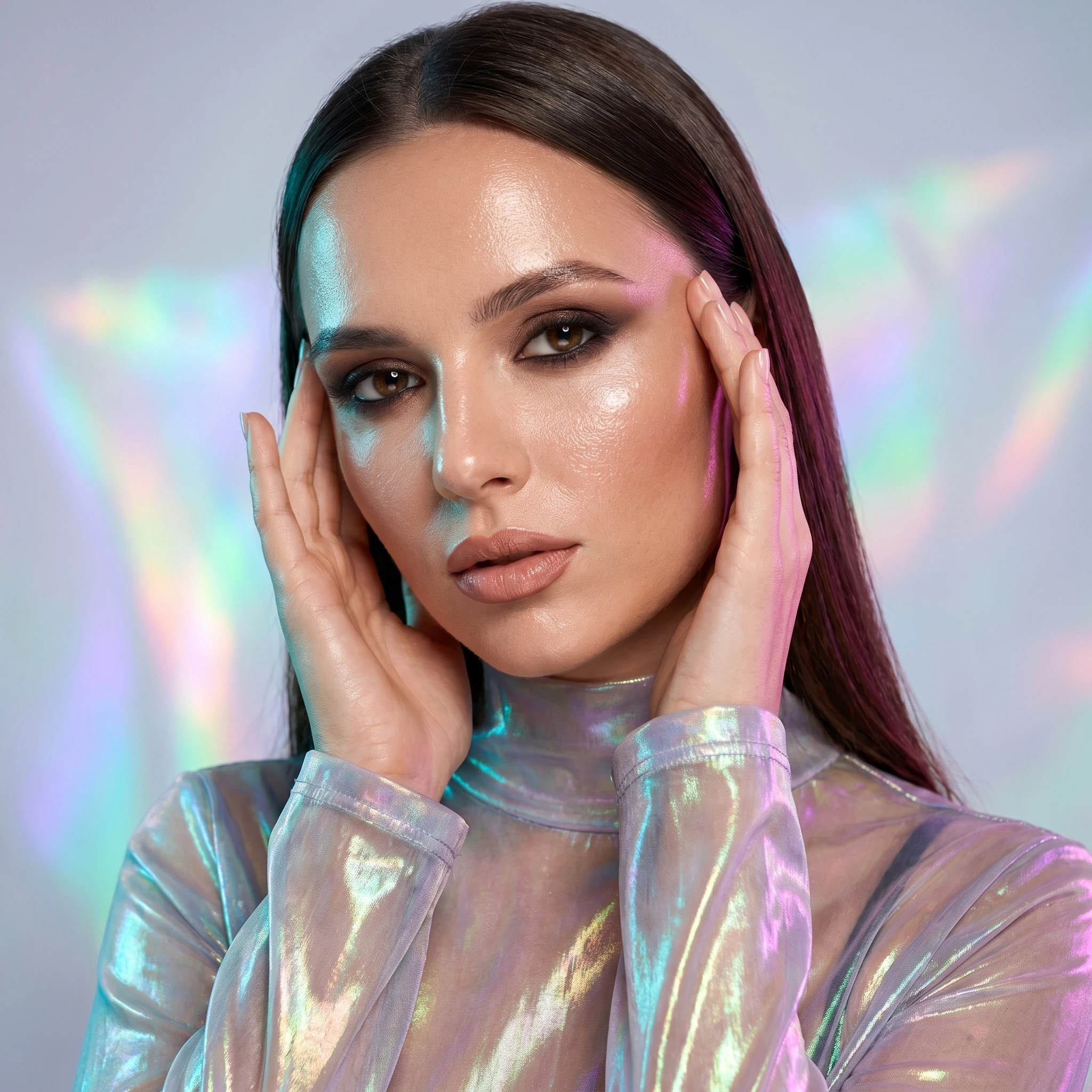 Эстетика Фарфоровой Кожи: Неоновый Шелк — Nano Banana Pro промт