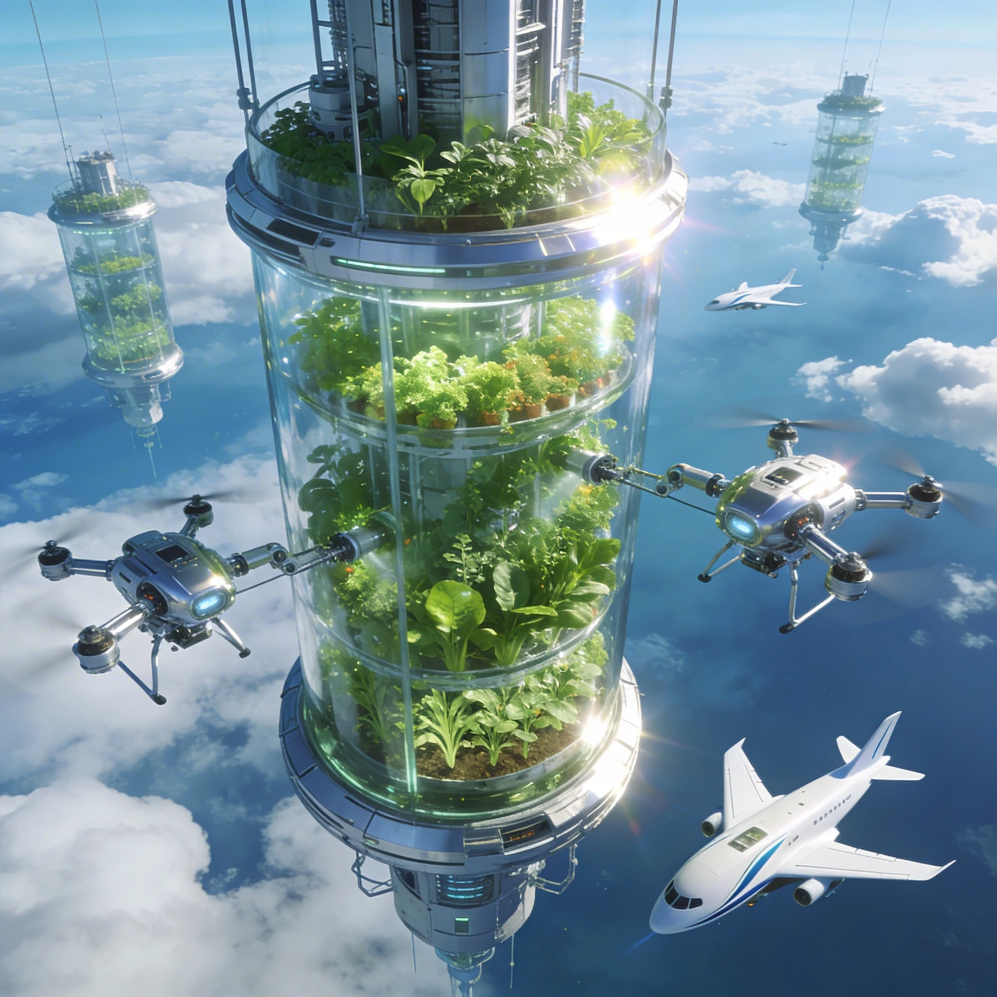 Футуристическая ферма в облаках — Seedream 4.5 промт