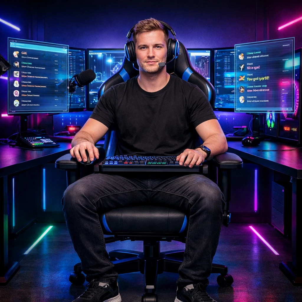 Футуристичный Twitch-стример — GPT Image 1.5 промт