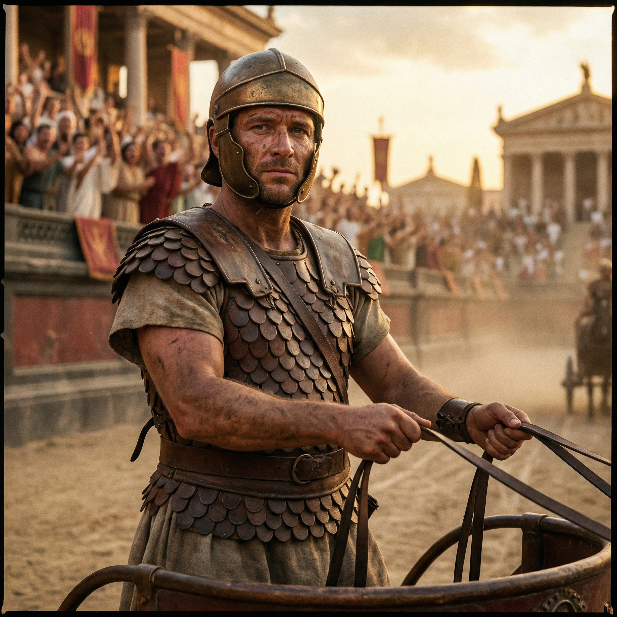 Гладиатор на гонках колесниц Ben-Hur — Nano Banana Pro промт