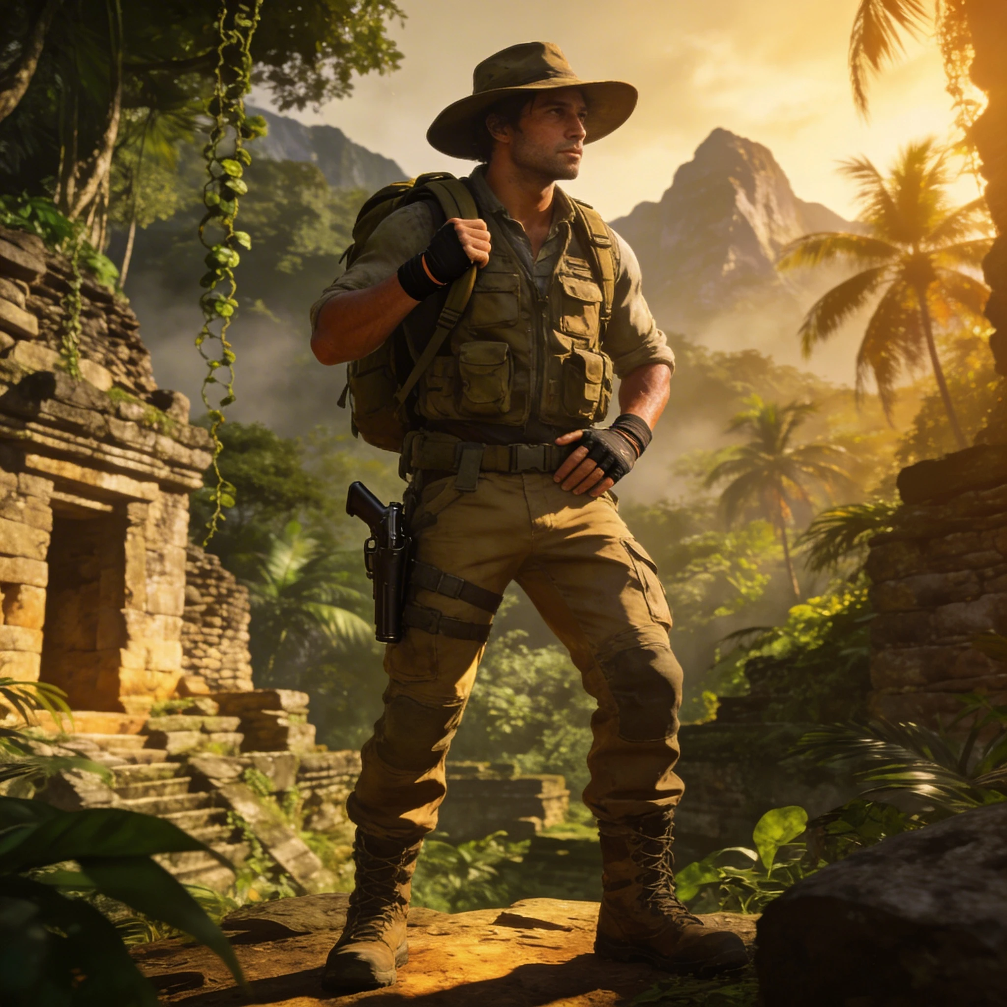 Исследователь джунглей в стиле Uncharted — Seedream 4.5 промт