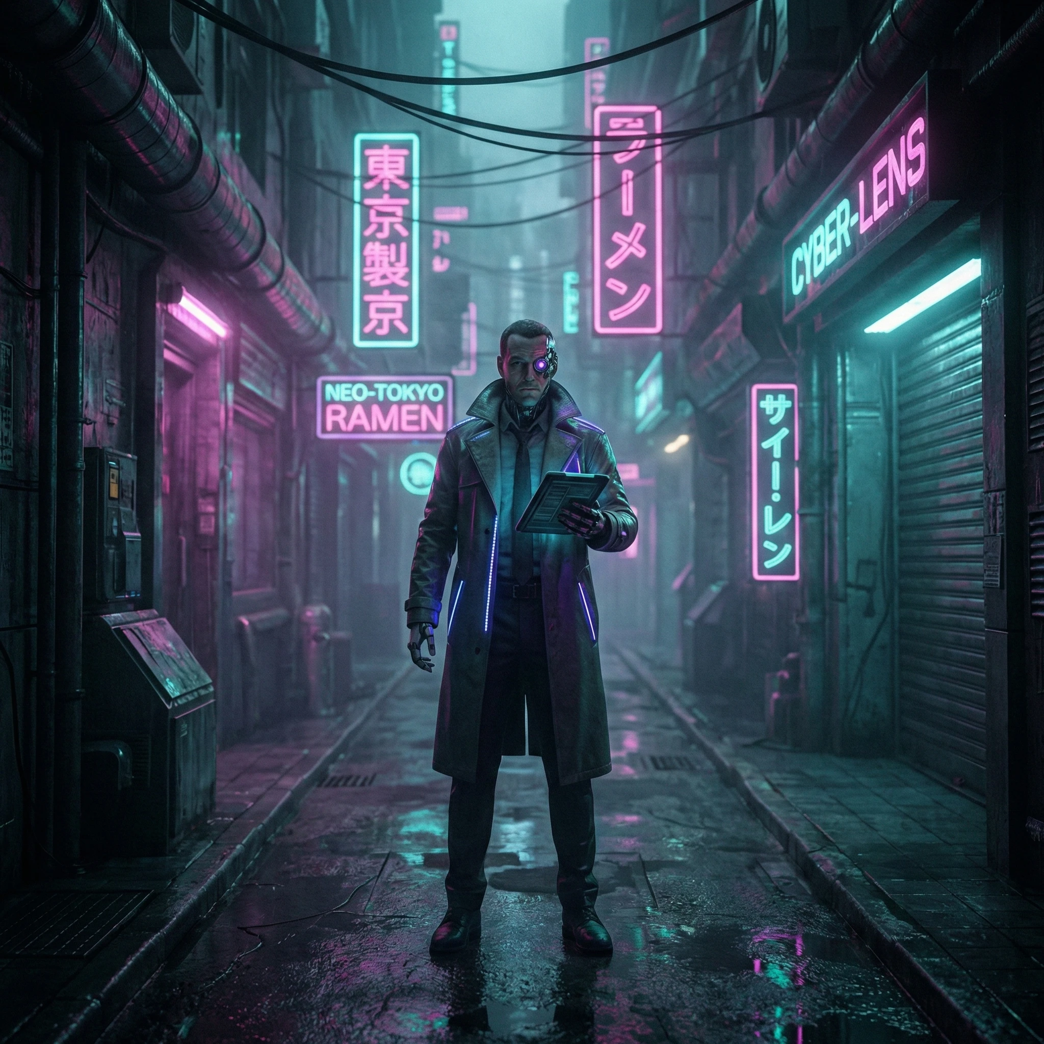 Кибер-детектив в неоновом городе — Nano Banana Pro промт