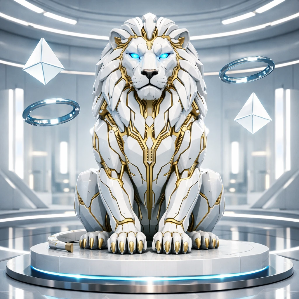 Кибернетический лев-страж — GPT Image 1.5 промт