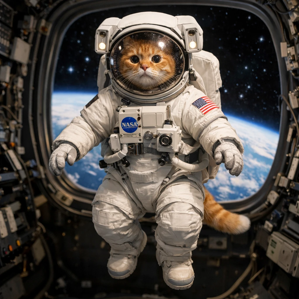 Кот-космонавт в открытом космосе — GPT Image 1.5 промт
