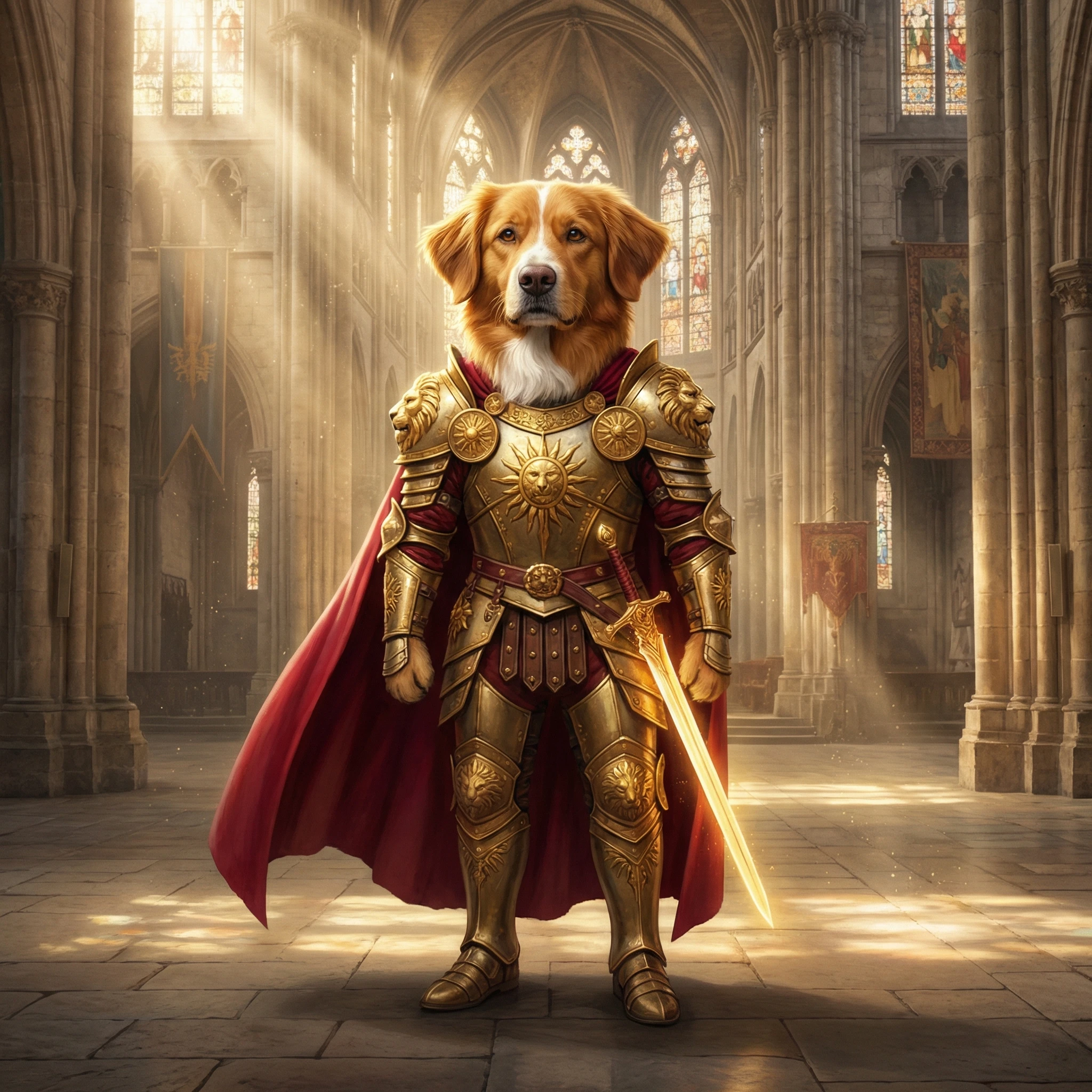 Кот в доспехах паладина — Nano Banana Pro промт
