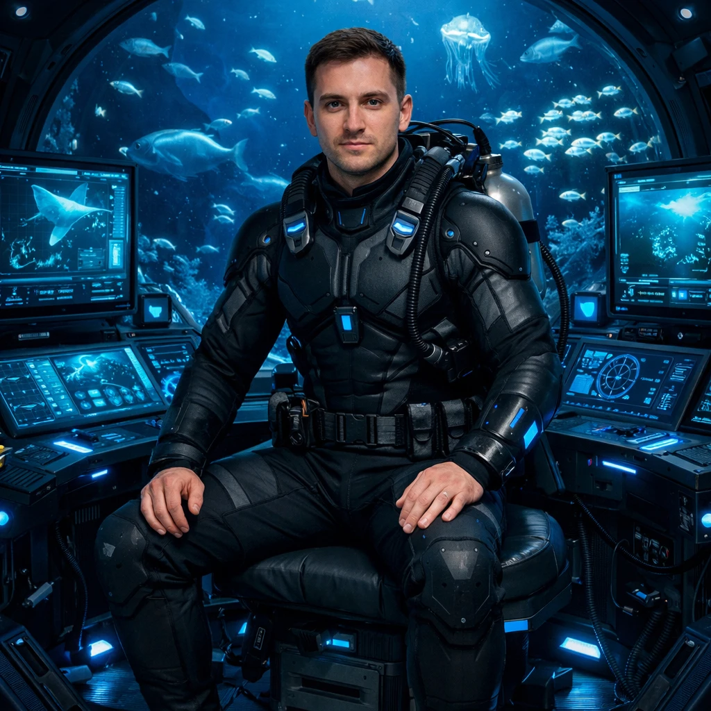 Морской биолог в глубоководном батискафе — GPT Image 1.5 промт