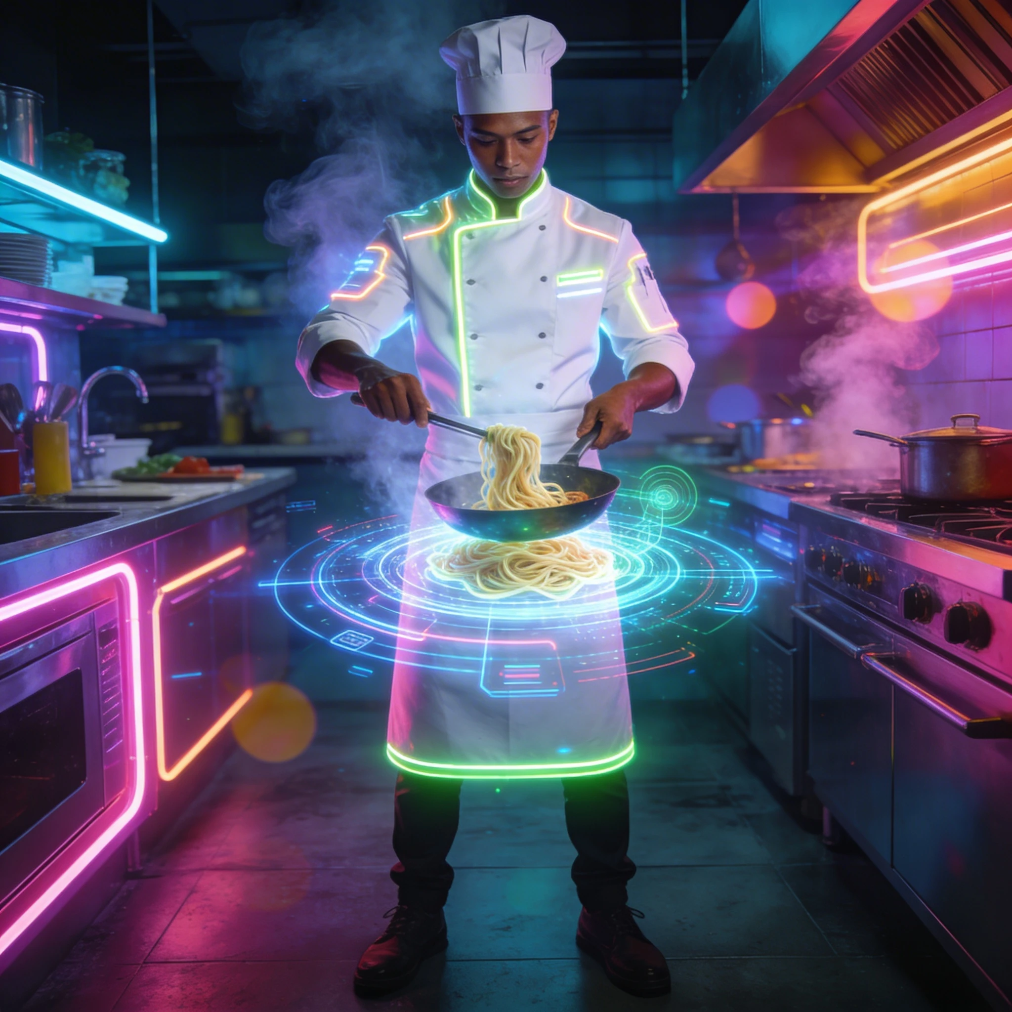 Неоновый шеф-повар будущего — Seedream 4.5 промт
