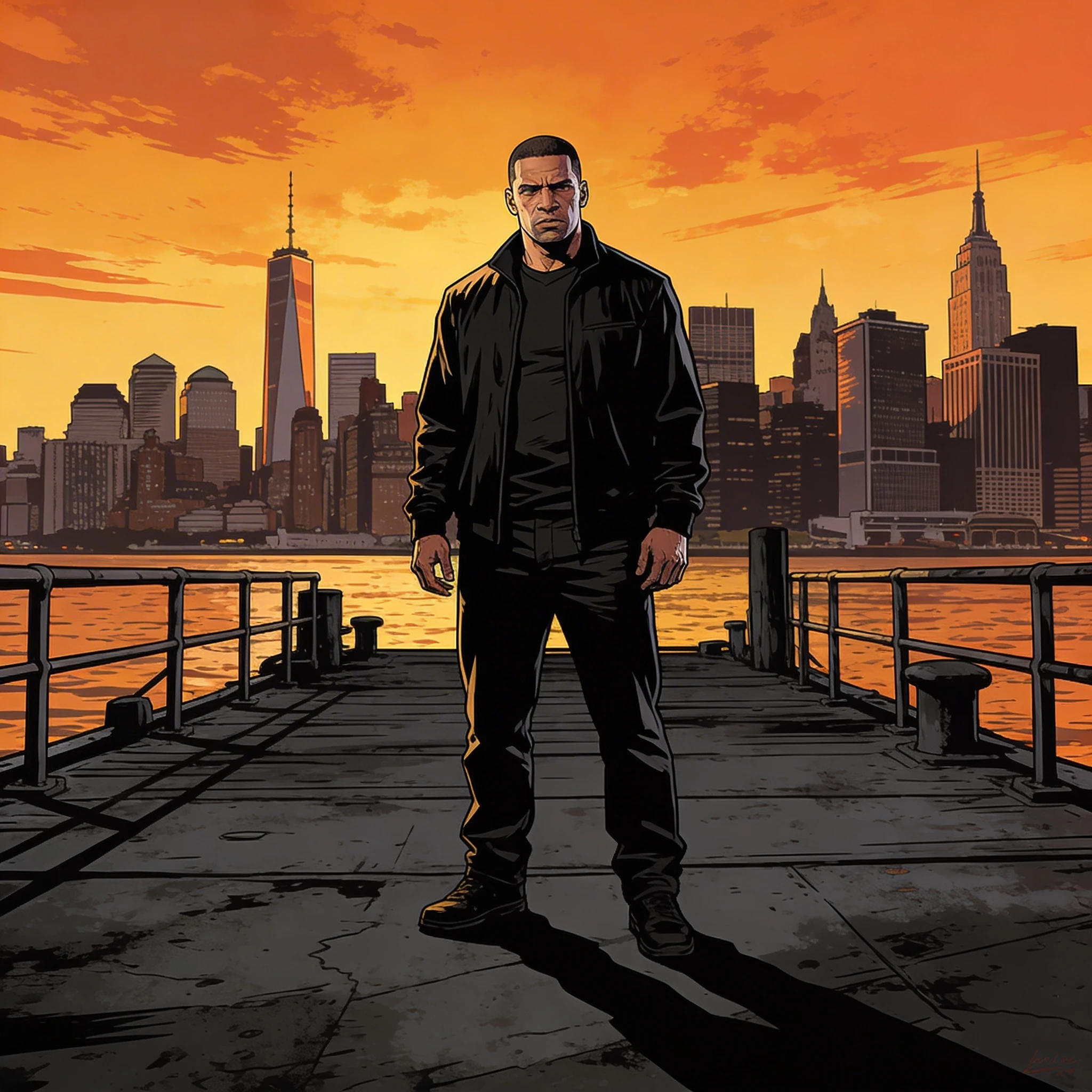 Обложка в стиле GTA IV: Либерти-Сити — Seedream 4.5 промт