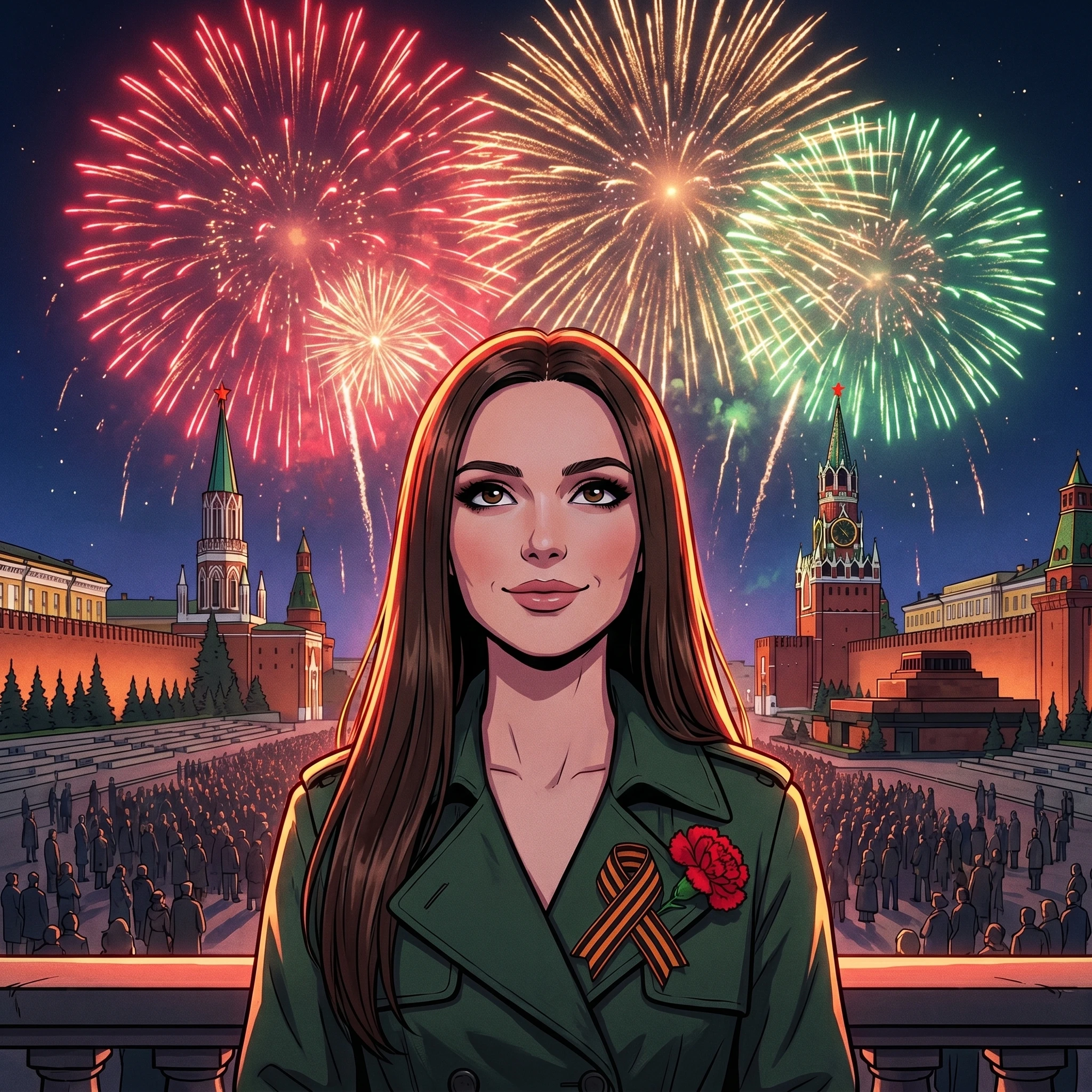 Огни Победного Салюта: Аниме — Nano Banana Pro промт