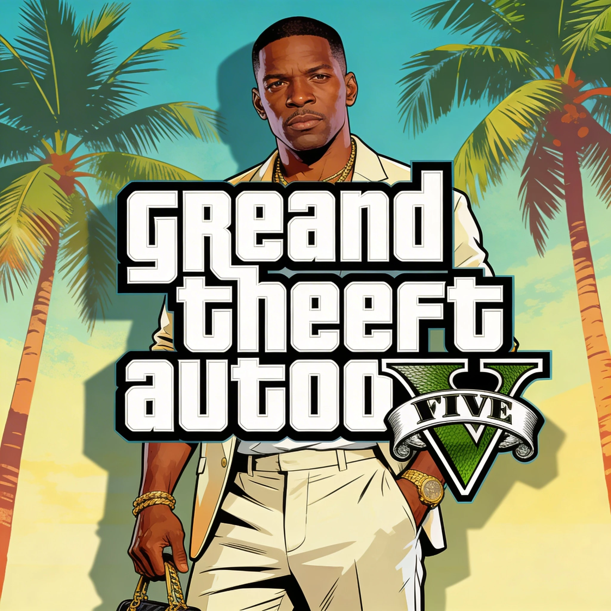 Персонаж игры в стиле GTA Loading Screen — Seedream 4.5 промт