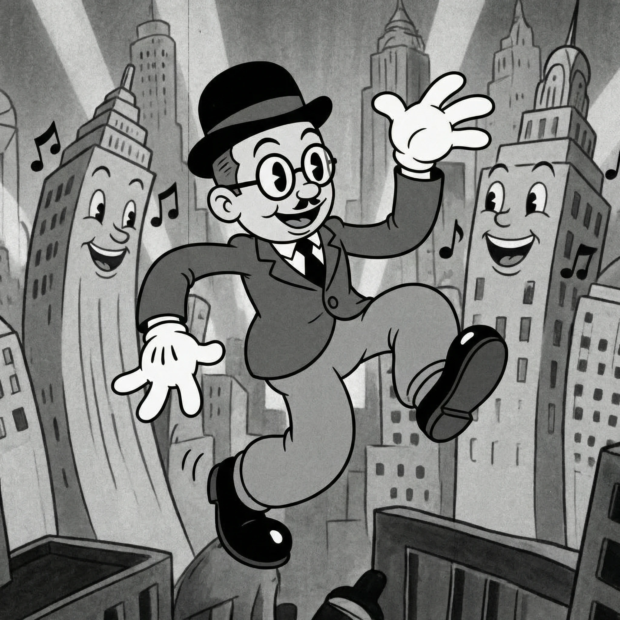 Персонаж в стиле мультфильмов Max Fleischer — Nano Banana Pro промт