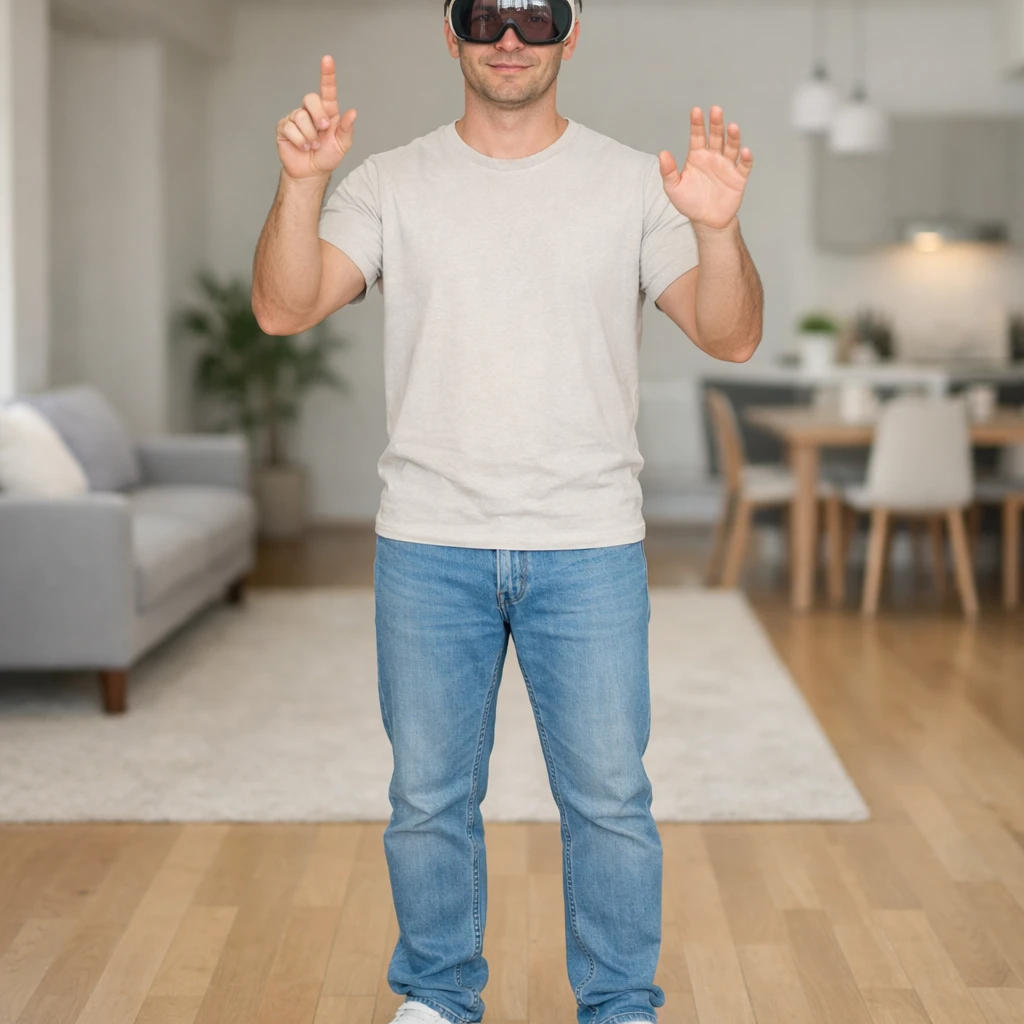 Пользователь Apple Vision Pro в стиле Apple Store — GPT Image 1.5 промт