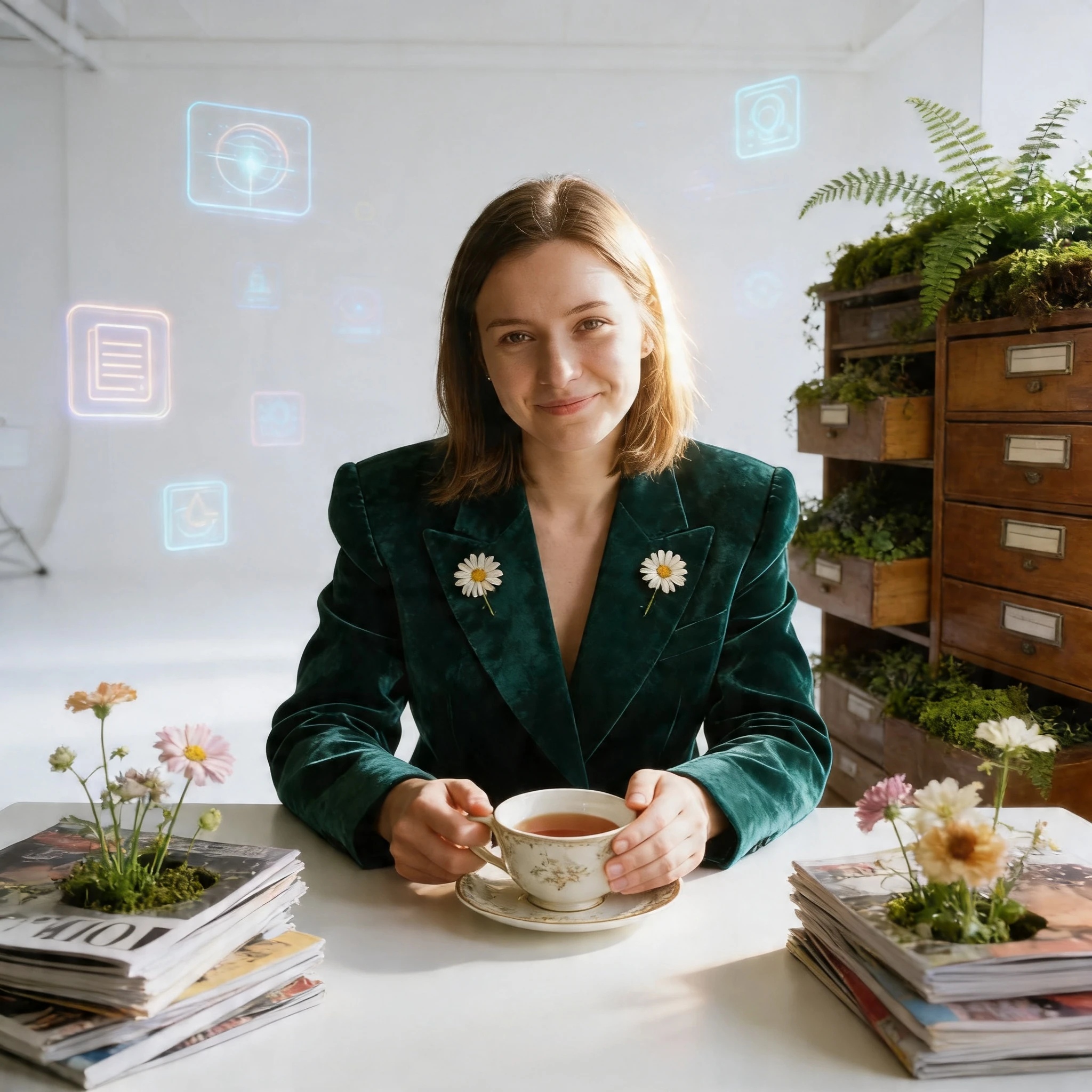 Редактор в цветочном архиве — Seedream 4.5 промт