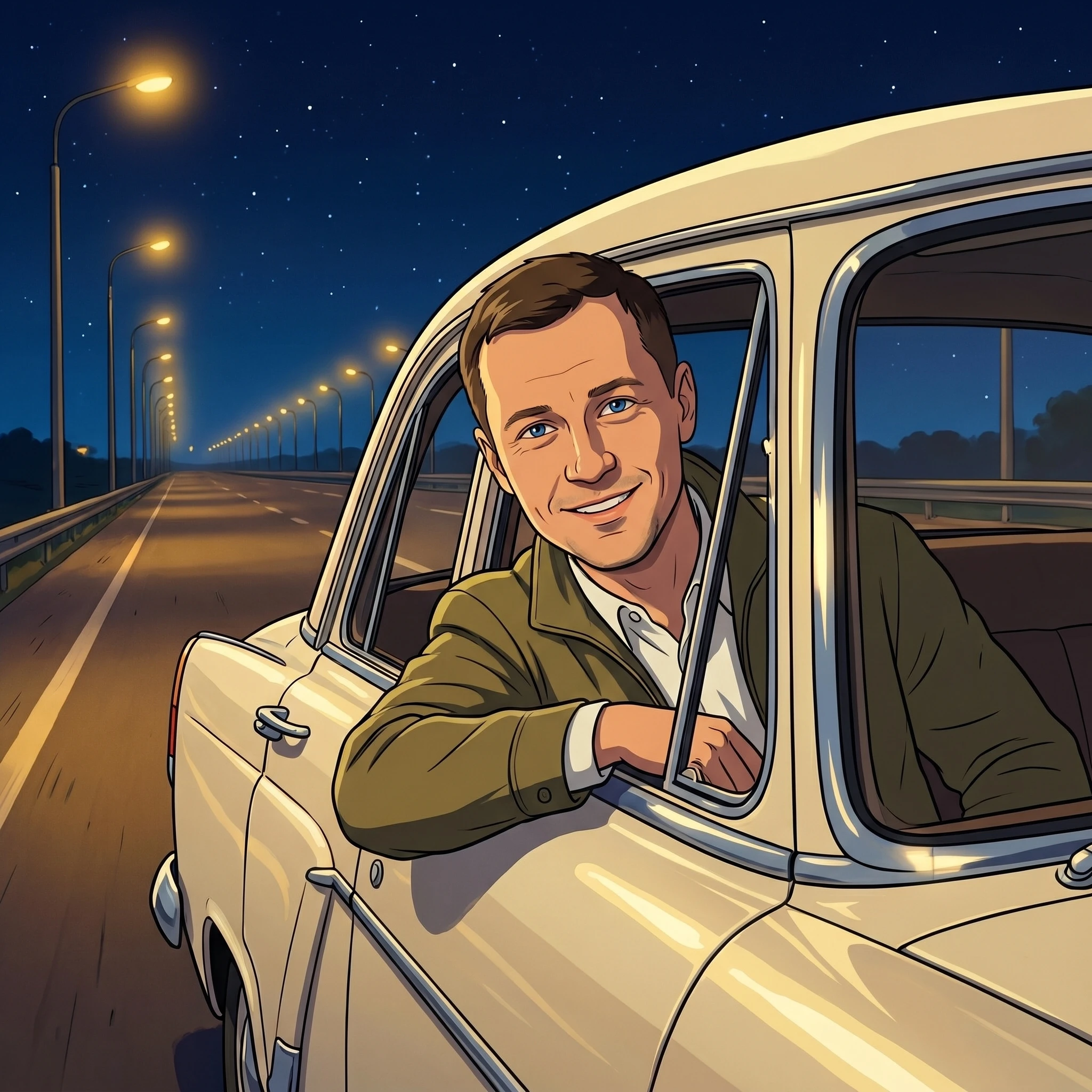 Романтичный побег: Ретро-авто — Nano Banana Pro промт