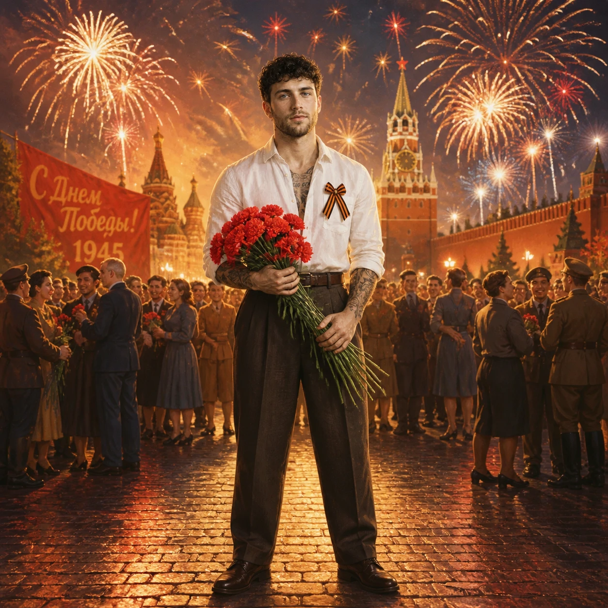Советский плакат: Майский праздник Победы — GPT Image 1.5 промт