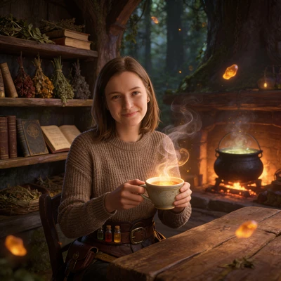 Алхимик уютной хижины — AI промт для Seedream 4.5