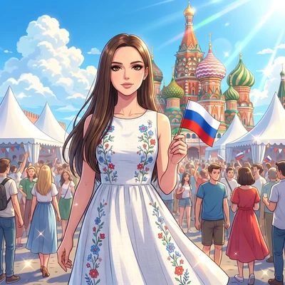 Аниме-прогулка в День России — AI промт для Nano Banana Pro