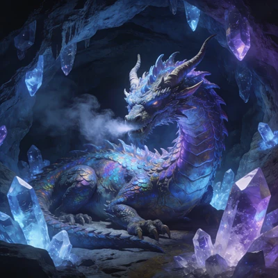Дракон в кристальной пещере — AI промт для Seedream 4.5