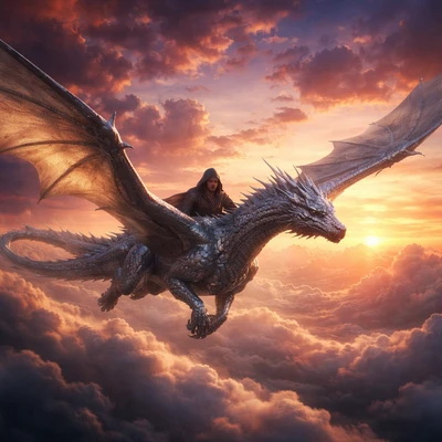 Драконий всадник над облаками — AI промт для GPT Image 1.5