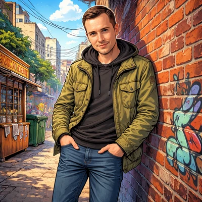 Герой Города: Скетч в Стиле Комикс — AI промт для GPT Image 1.5
