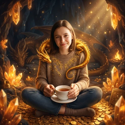 Хранительница золотых драконов — AI промт для Nano Banana Pro