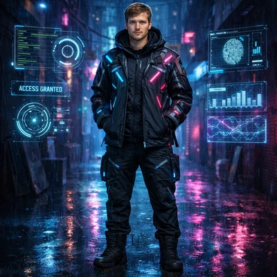 Киберпанк-хакер будущего — AI промт для GPT Image 1.5