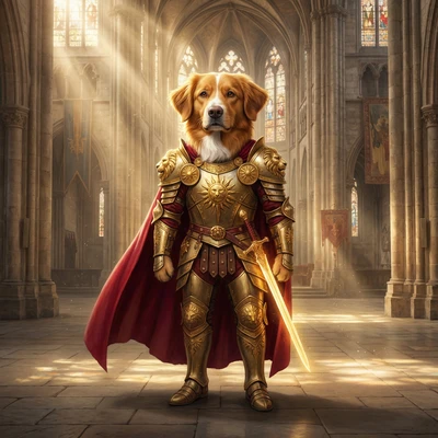 Кот в доспехах паладина — AI промт для Nano Banana Pro