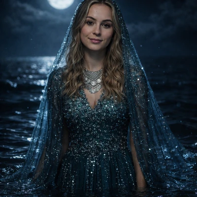 Лунная сирена в мерцающей воде — AI промт для GPT Image 1.5