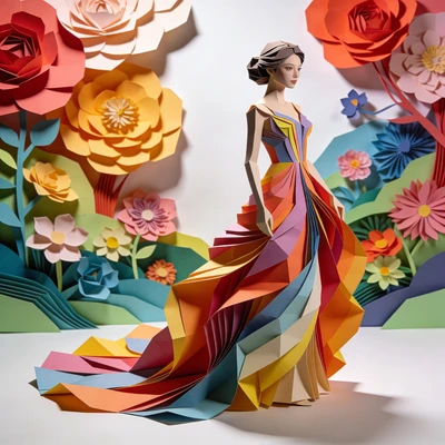 Модный образ в стиле Paper-cut — AI промт для Seedream 4.5