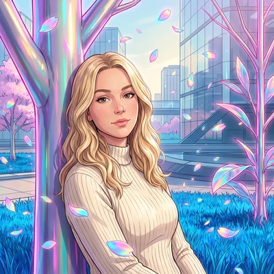Муза в кибер-саду — AI промт для Nano Banana Pro