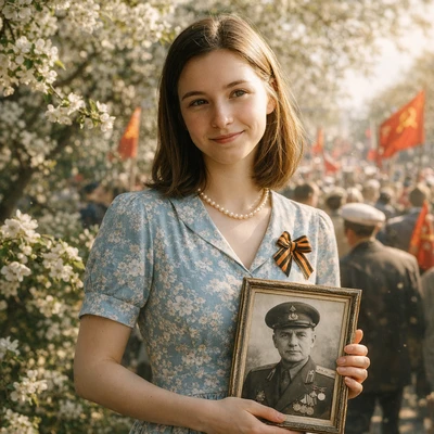 Наследница памяти: весенний День Победы — AI промт для GPT Image 1.5