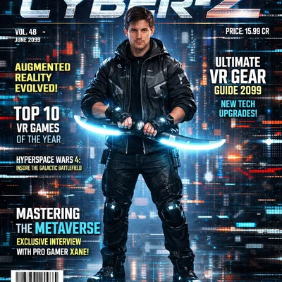 Обложка игрового журнала Cyber-Z — AI промт для GPT Image 1.5