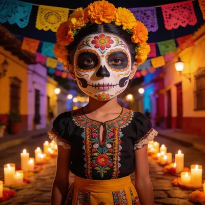 Парад ко Дню Мертвых (Dia de los Muertos) — AI промт для Seedream 4.5