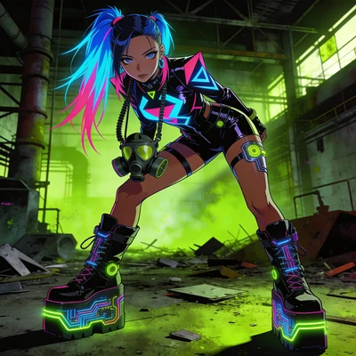 Персонаж аниме в стиле Cyber-Goth — AI промт для Seedream 4.5