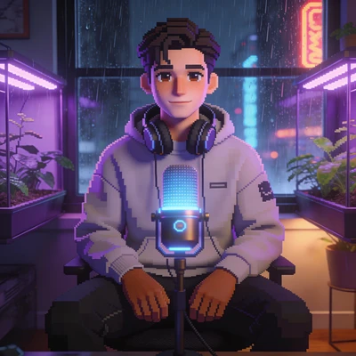 Подкастер в стиле Cyber-Lofi — AI промт для Seedream 4.5