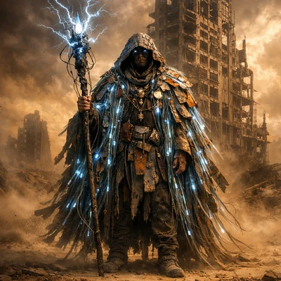 Постапокалиптический техно-шаман — AI промт для GPT Image 1.5