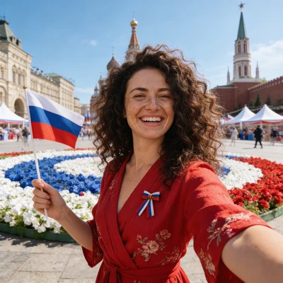 Праздник в центре Москвы: День России — AI промт для Seedream 4.5