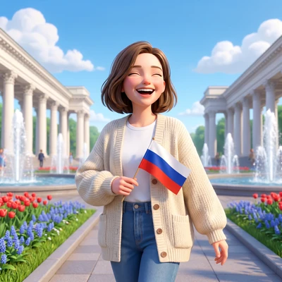 Прогулка по Парку Горького: День России — AI промт для Nano Banana Pro