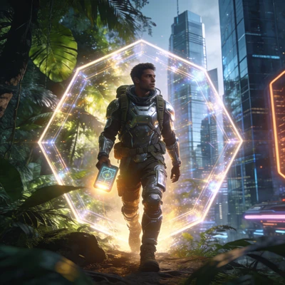 Путешественник через порталы в стиле Sci-Fi — AI промт для Seedream 4.5