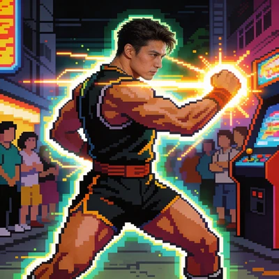 Ретро-игра 16-бит: Боец — AI промт для Seedream 4.5