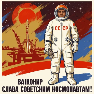 Советский космонавт в стиле ретро-футуризма — AI промт для Nano Banana Pro