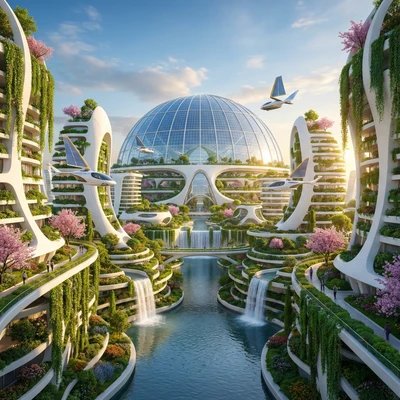 Утопический город будущего — AI промт для Nano Banana Pro