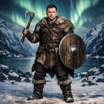 Викинг на фоне северного сияния — AI промт для GPT Image 1.5