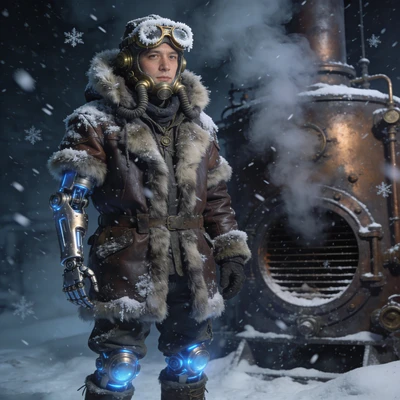 Выживший в ледяном апокалипсисе Frostpunk — AI промт для Seedream 4.5