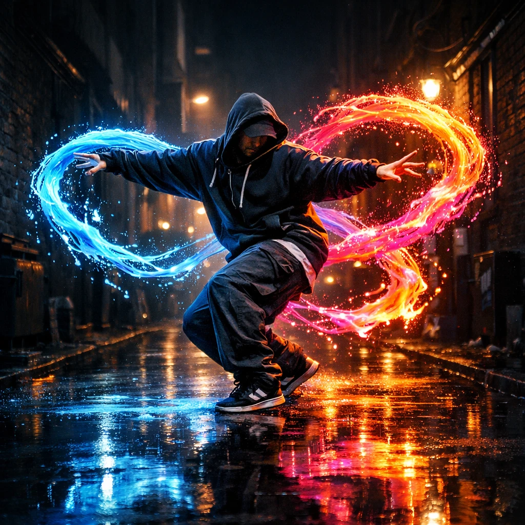 Уличный танцор в стиле «Liquid Dance» — GPT Image 1.5 промт