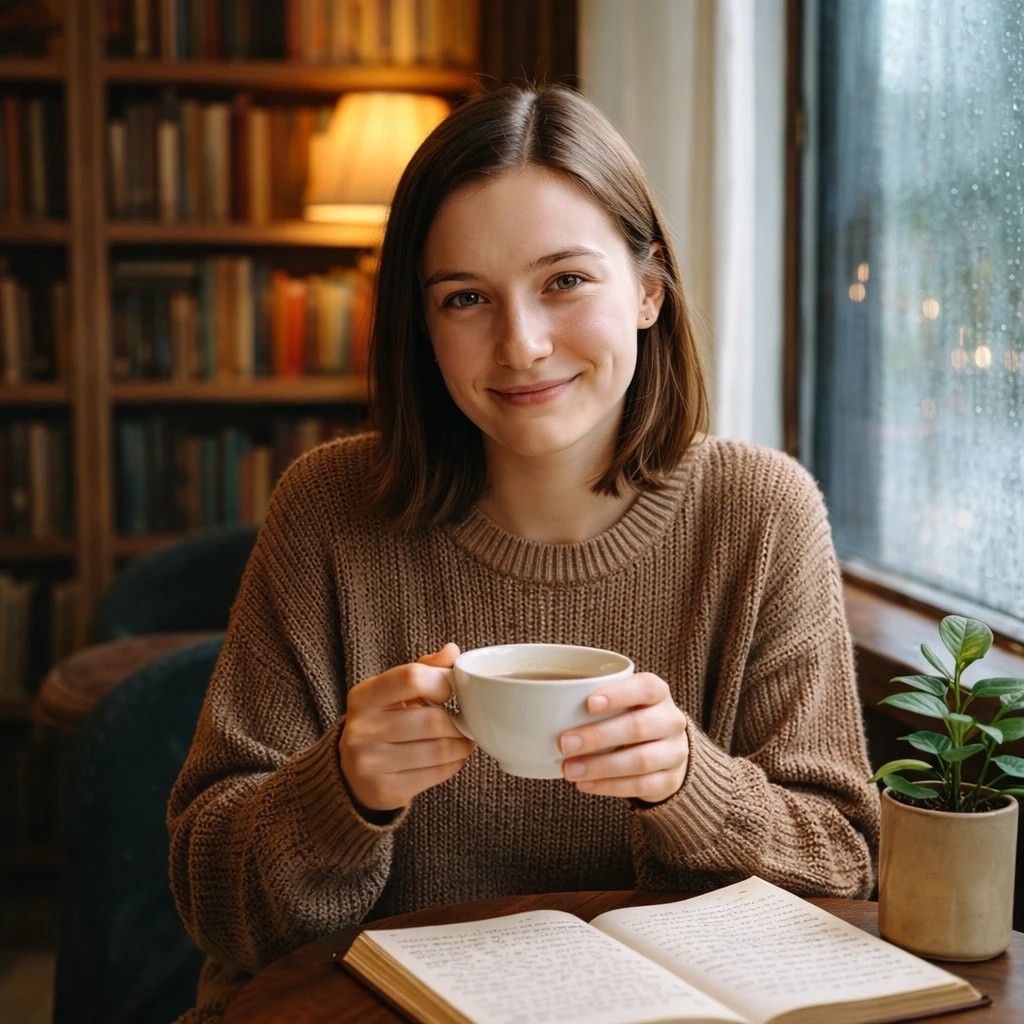 Утро в книжной кофейне — GPT Image 1.5 промт