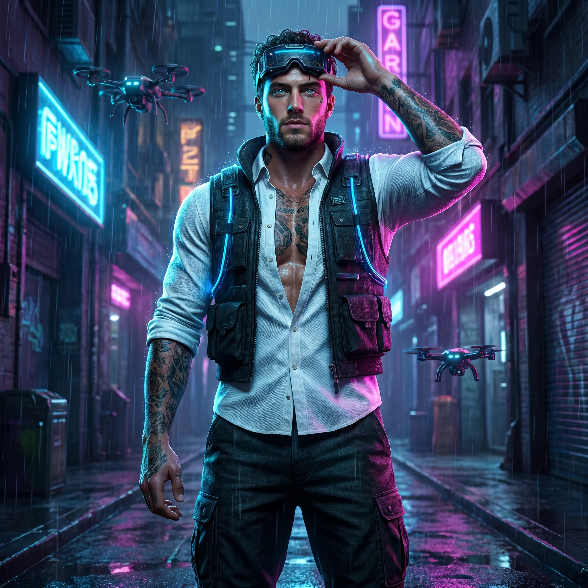 Защитник кибер-города — Nano Banana Pro промт