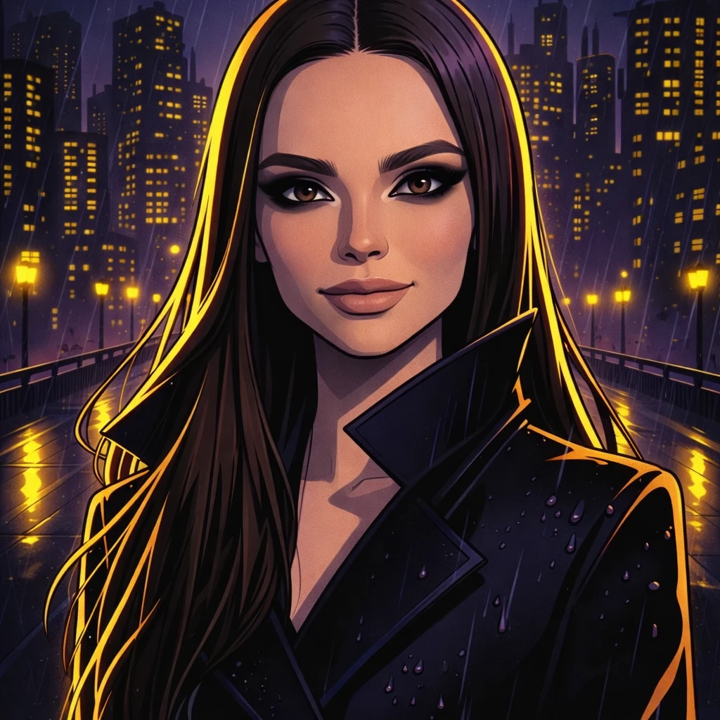 Злодейка из нуарного мультфильма — GPT Image 1.5 промт